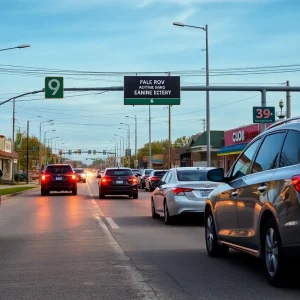 Traffic and pedestrians on 9 Mile Road in Eastpointe.