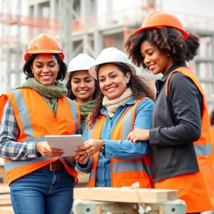 Group of female construction workers on a job site