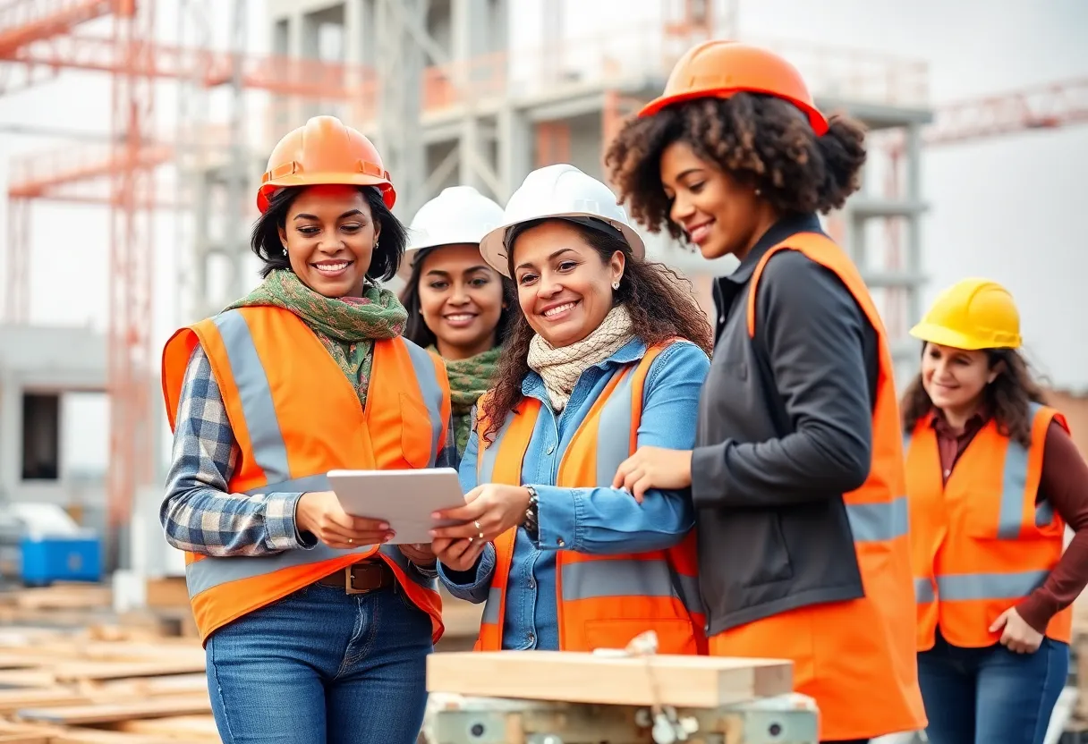 Group of female construction workers on a job site