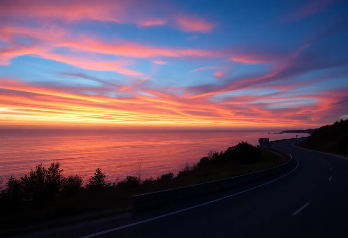 View of Lake Michigan sunsets from the Frankfort scenic turnaround