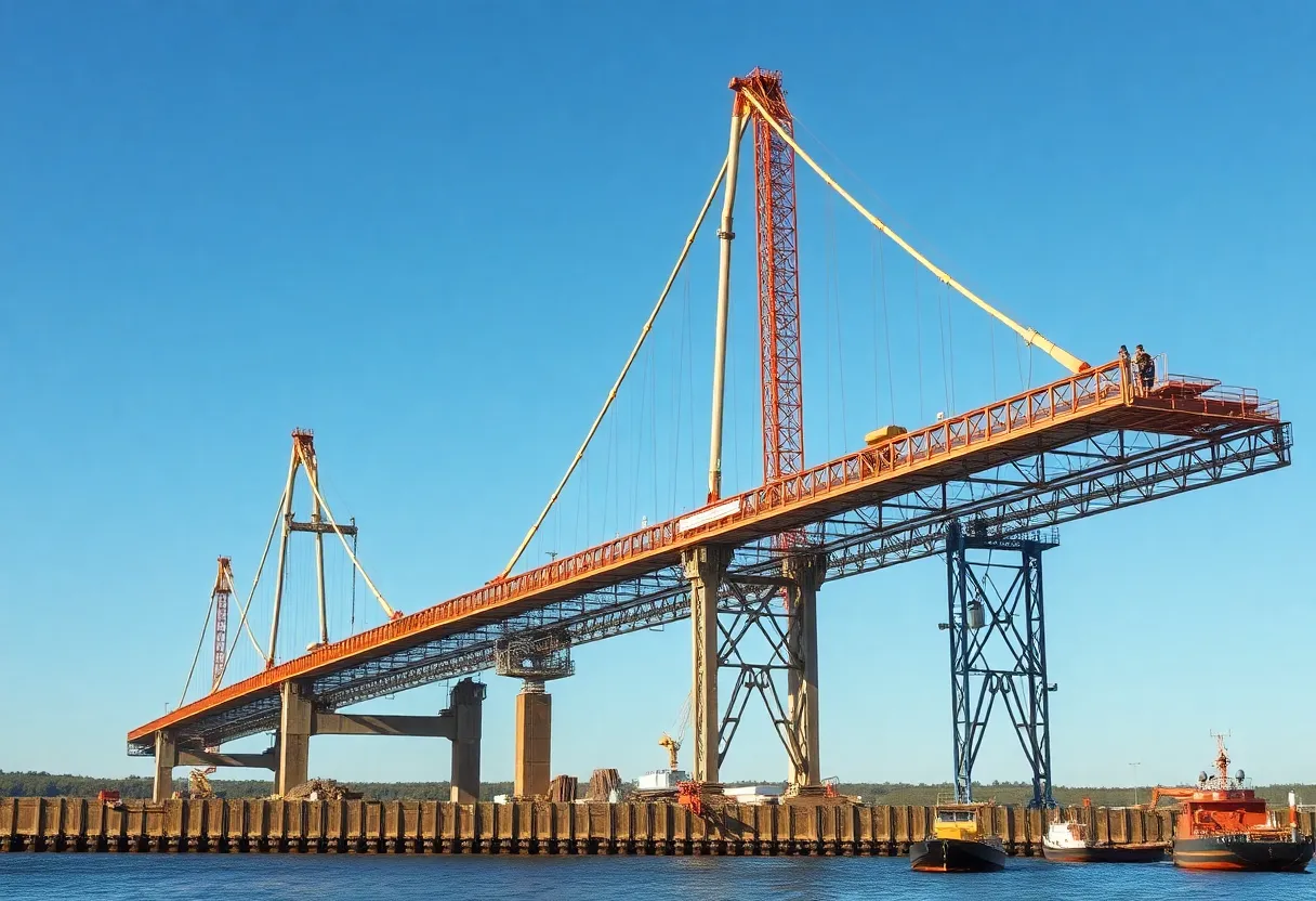 Construction site of the Gordie Howe International Bridge