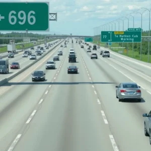 Traffic on I-696 after reopening in Oakland County