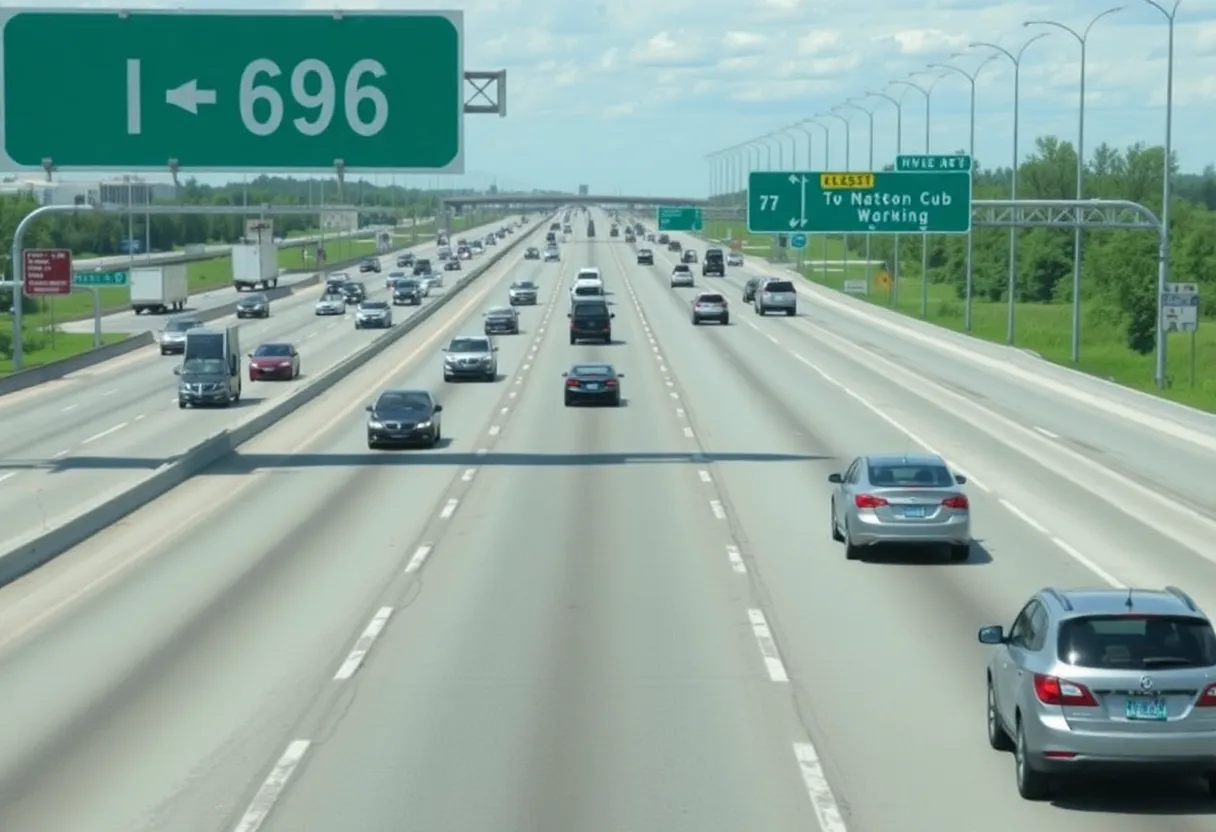 Traffic on I-696 after reopening in Oakland County