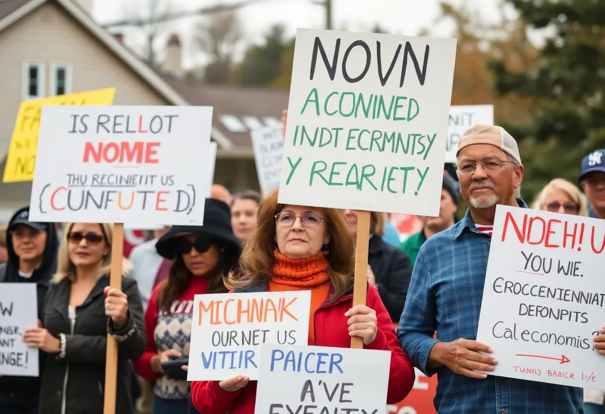 Residents protesting the megasite development in Michigan
