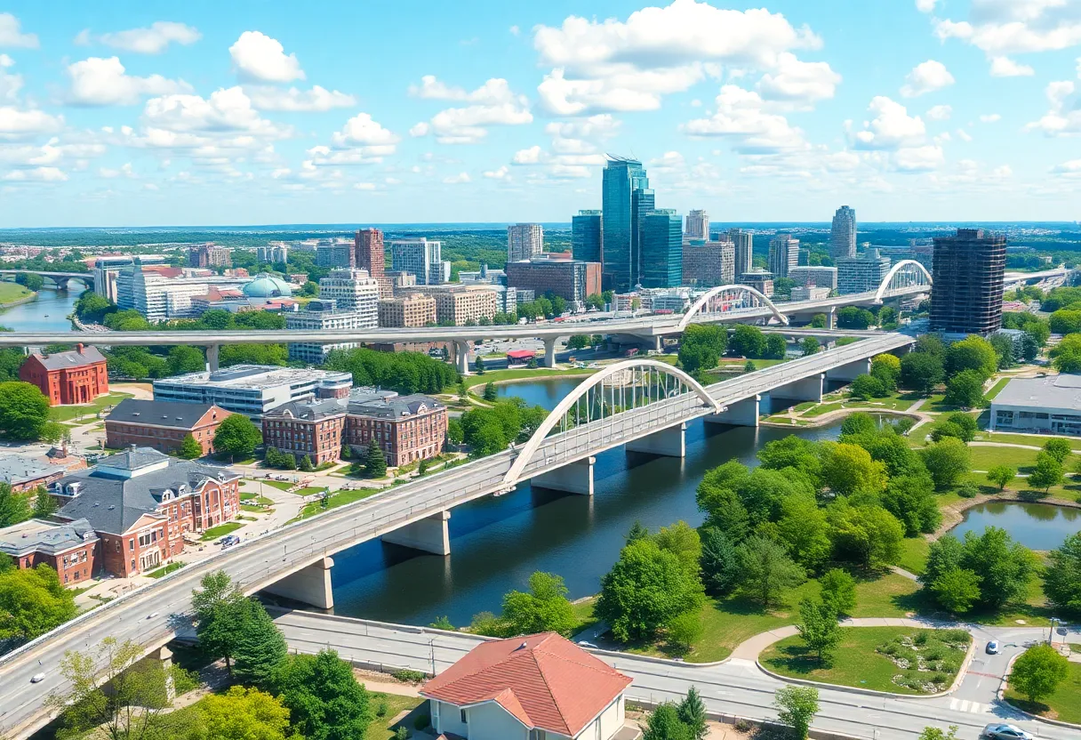 Cityscape of Michigan highlighting infrastructure and educational facilities.
