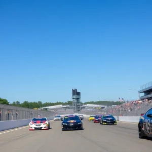 Motorsports cars racing in South Bend, Indiana.
