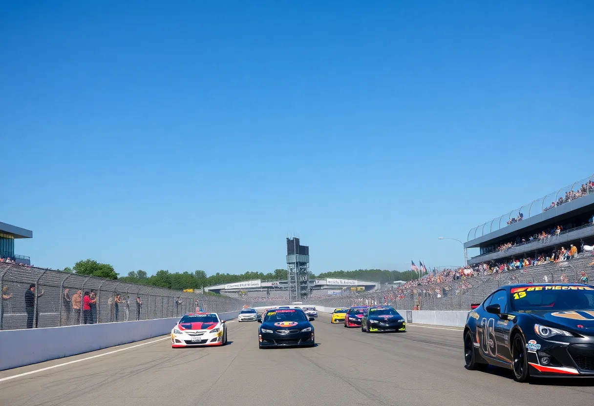 Motorsports cars racing in South Bend, Indiana.