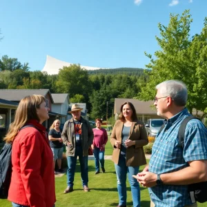 Residents of a Michigan town discussing environmental concerns related to a data center.