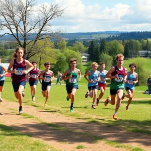 University of Michigan cross-country team running at Nuttycombe Invitational
