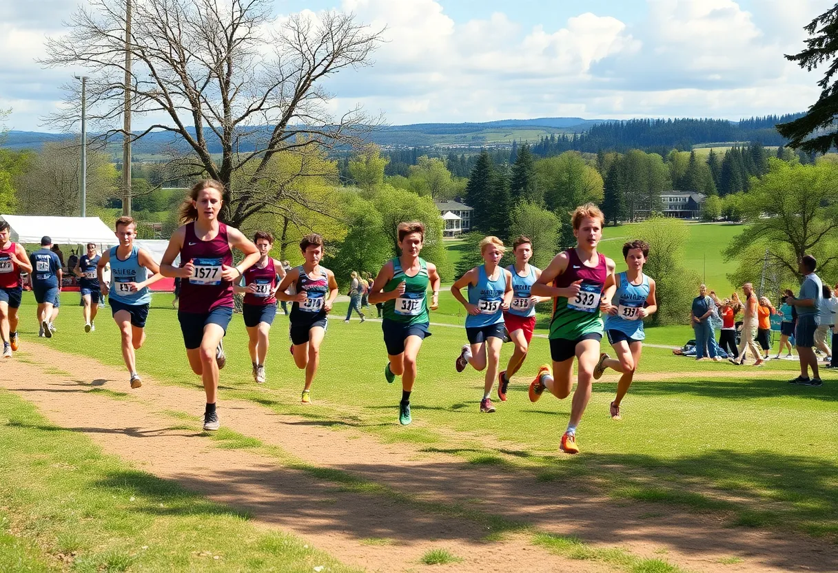 University of Michigan cross-country team running at Nuttycombe Invitational