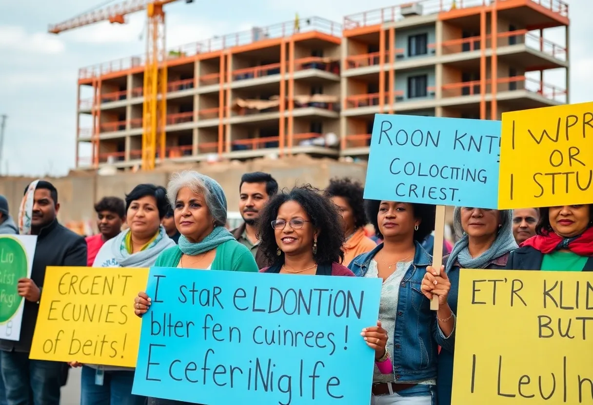 Residents protesting in front of a data center construction site in Ypsilanti